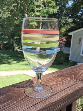 1 FIESTAWARE Fiesta Coordinates 16 oz Water/Wine Goblets Pastel Strips